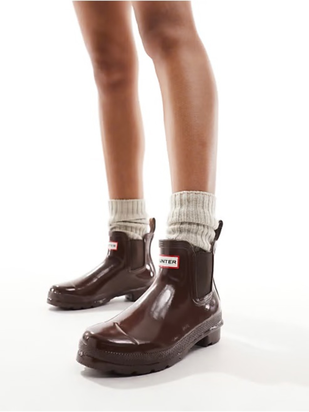 Hunter Chelsea Rain Boots Gloss Brown